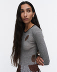 Polkka Tumma Wool Rib Slim Long Sleeve Top 64cm