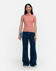 Kioski Kukkea Tasaraita Unikko Rib Slim Short Sleeve Top 55cm