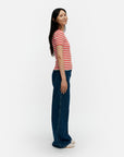 Kioski Kukkea Tasaraita Unikko Rib Slim Short Sleeve Top 55cm