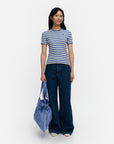 Kioski Kukkea Tasaraita Unikko Rib Slim Short Sleeve Top 55cm