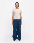 Suunta Iso Ruutu Rib Slim Short Sleeve Top 57cm