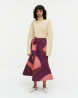 Savanni Linjat Cotton-Linen Skirt 82cm