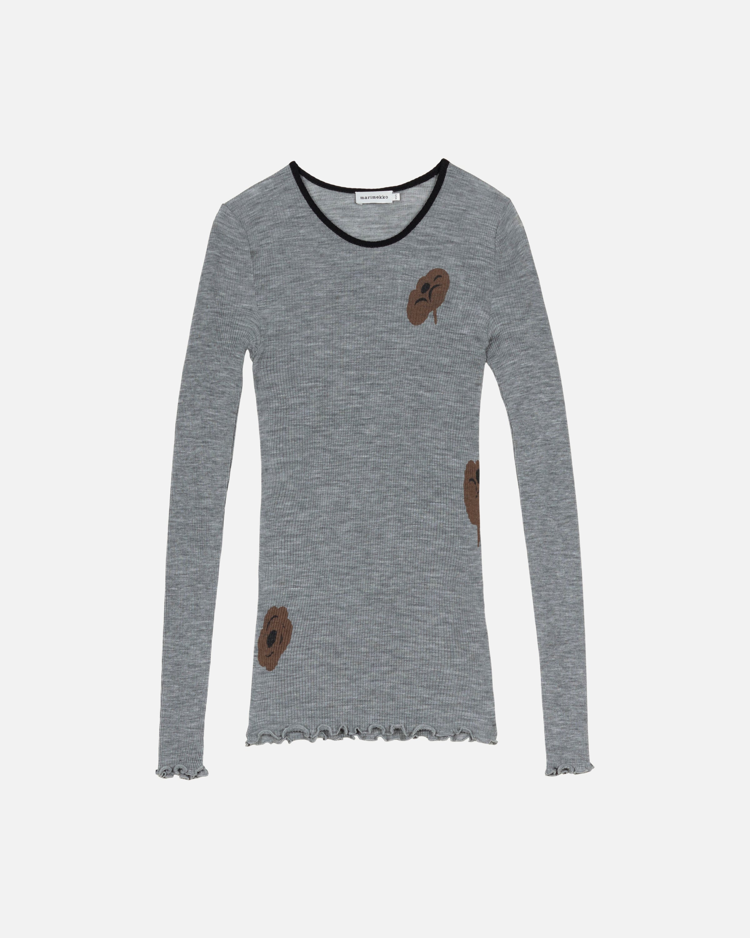 Polkka Tumma Wool Rib Slim Long Sleeve Top 64cm