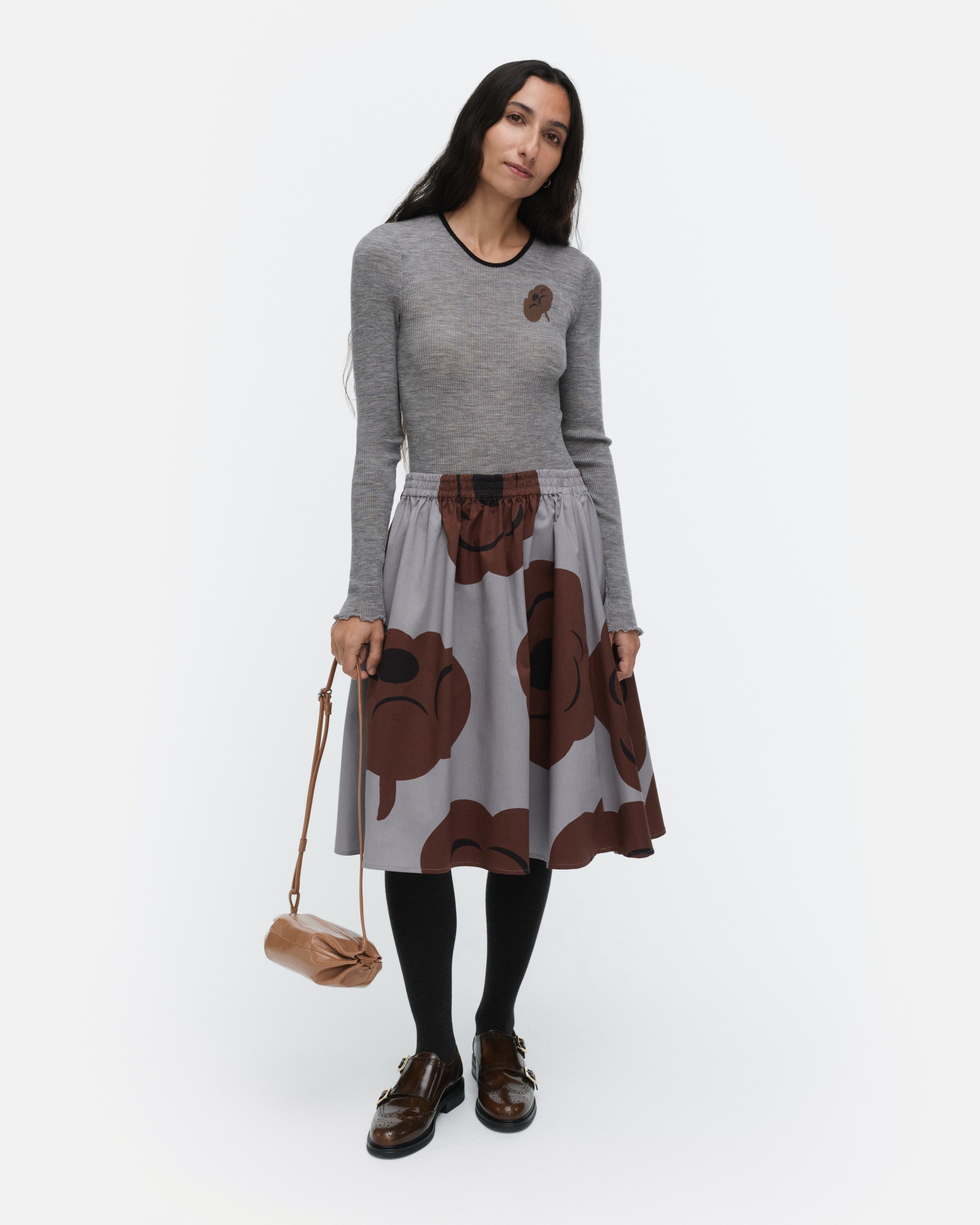 Polkka Tumma Wool Rib Slim Long Sleeve Top 64cm