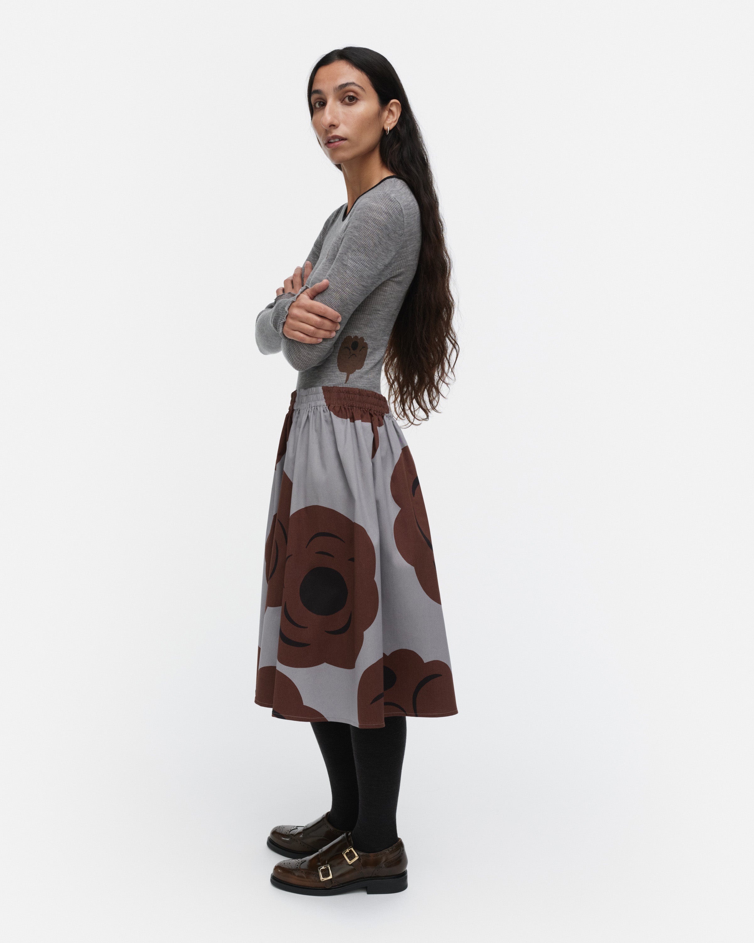 Polkka Tumma Wool Rib Slim Long Sleeve Top 64cm
