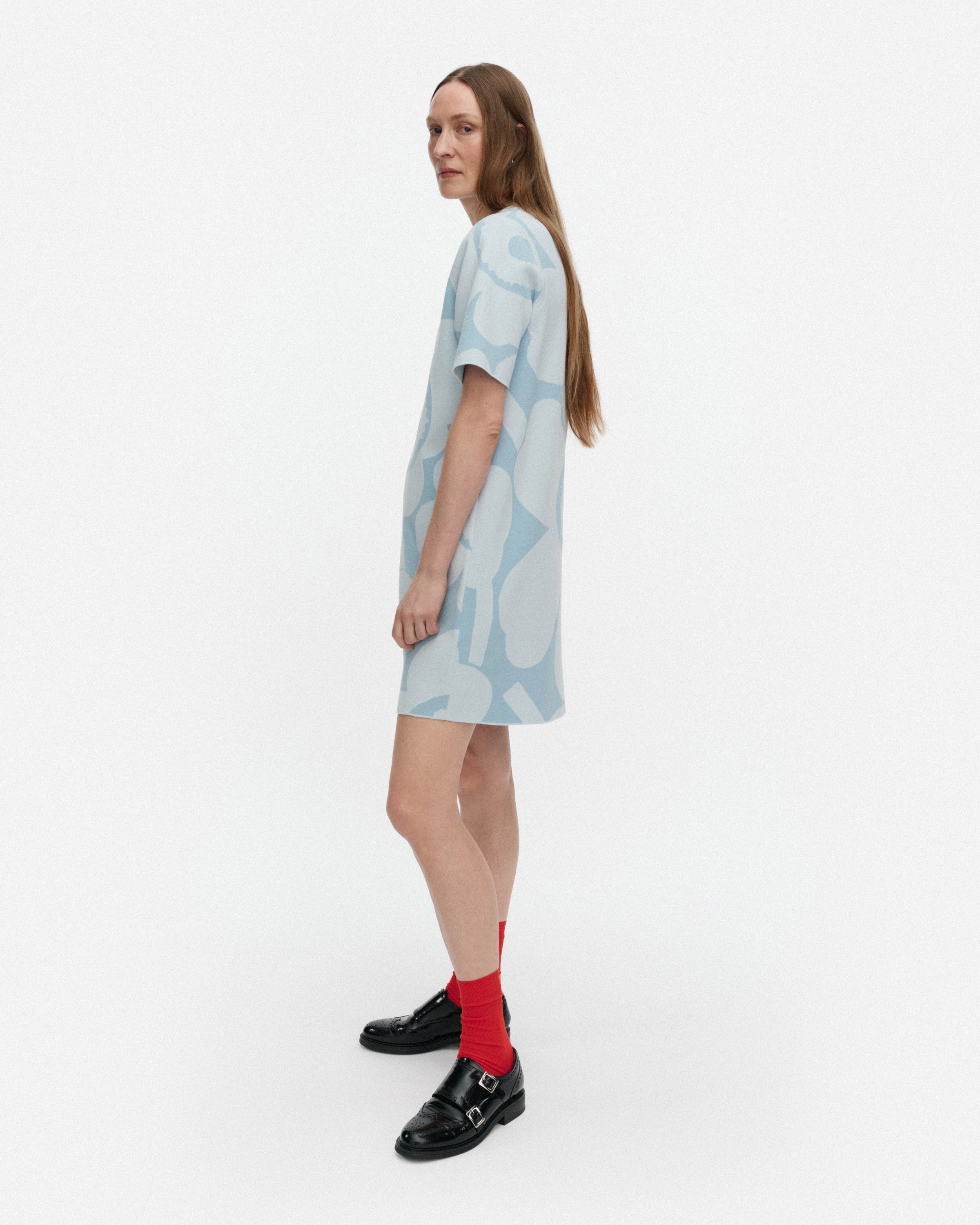 Mahdollisuus Unikko Cotton Knitted Short Sleeve Dress 90cm