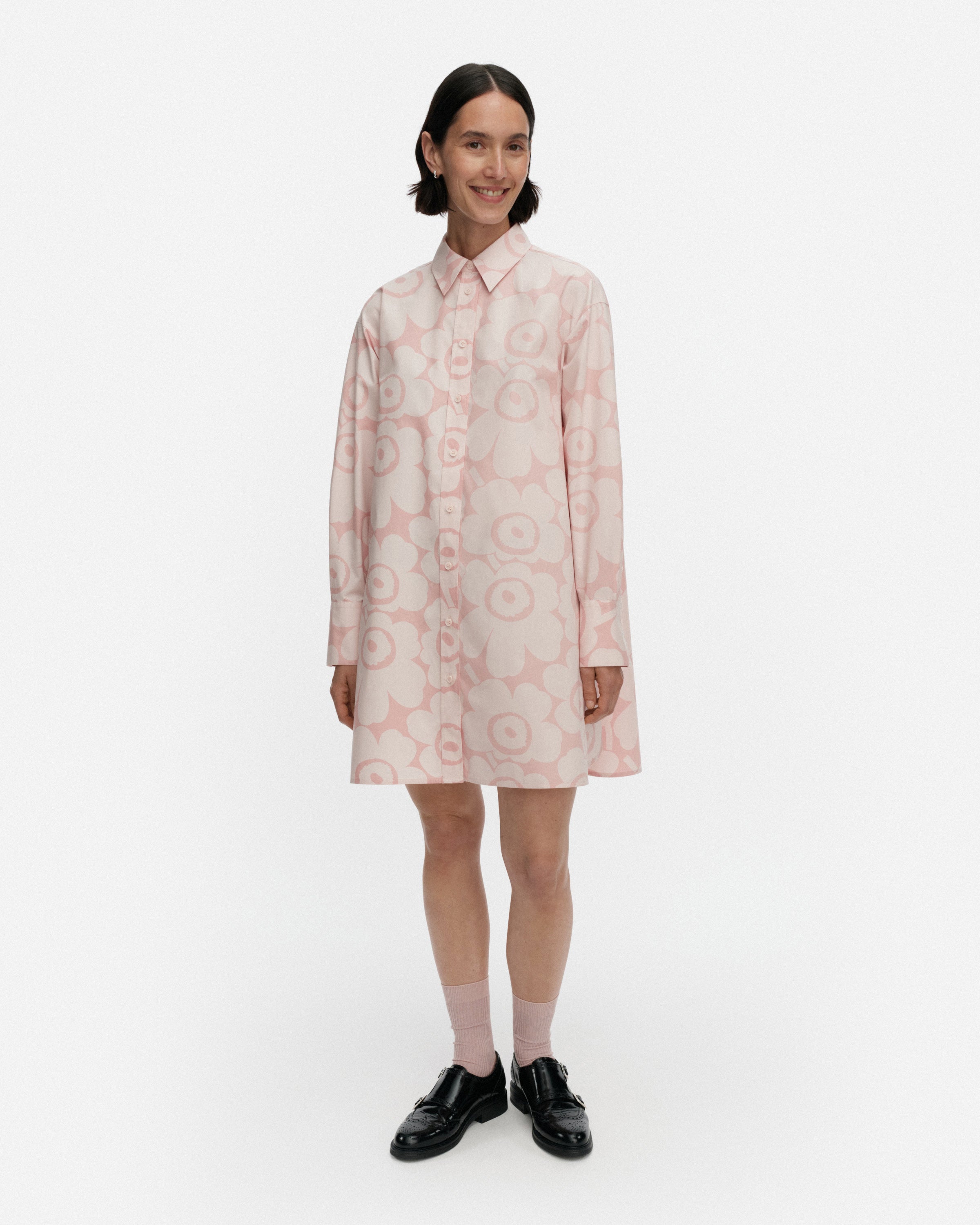 Kuvitelma Unikko Cotton Poplin Long Sleeve Shirt Dress 90cm