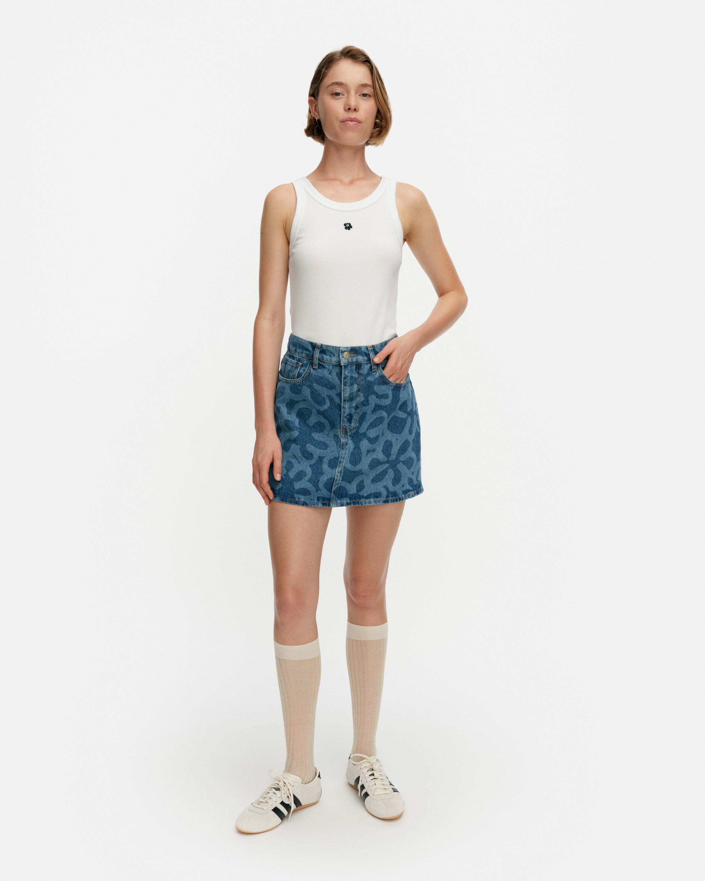 Maridenim Ruudut Kukka Mini Skirt 39cm