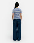Kioski Kukkea Tasaraita Unikko Rib Slim Short Sleeve Top 55cm