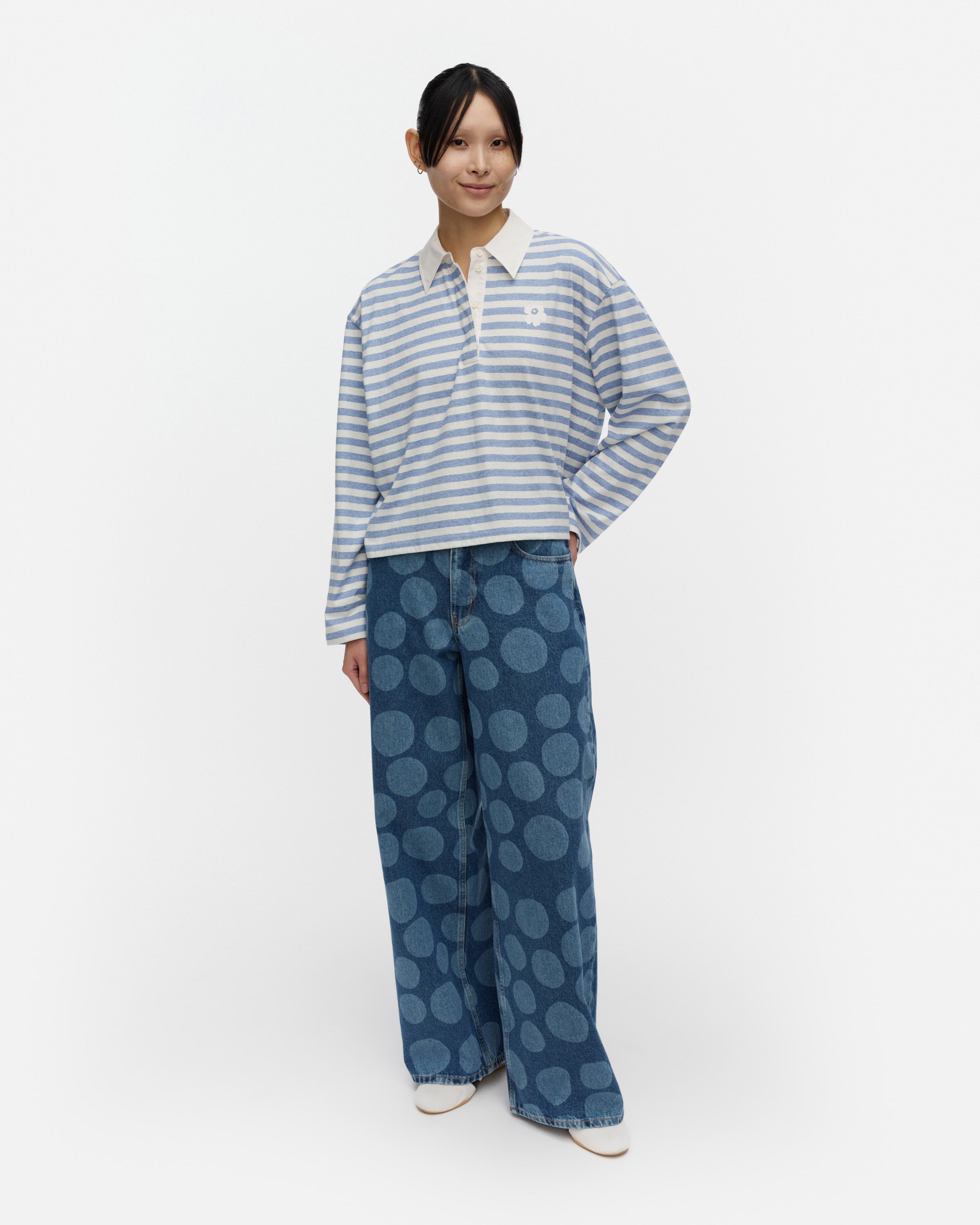 Kioski Kipina Tasaraita Unikko Polo Long Sleeve Tee 55cm