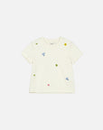 Sekamelska Kukasta Kukkaan Embroidered Short Sleeve Top 56cm