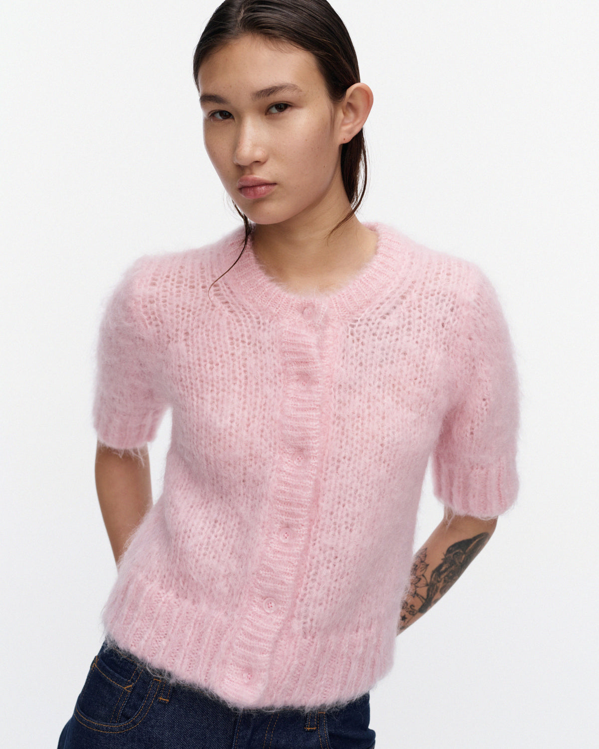 Sanasto Knitted Mohair Cardigan 47cm